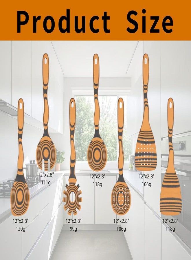 COKKA PRACA 7-Piece Curved Handles Wooden Spoons for Cooking with Ergonomic Grip, Pinewood Fiber Wooden Kitchen Utensil Set, Home & Kitchen Gifts for Men and Women, Dishwasher Safe & Maintenance Free - Image 3