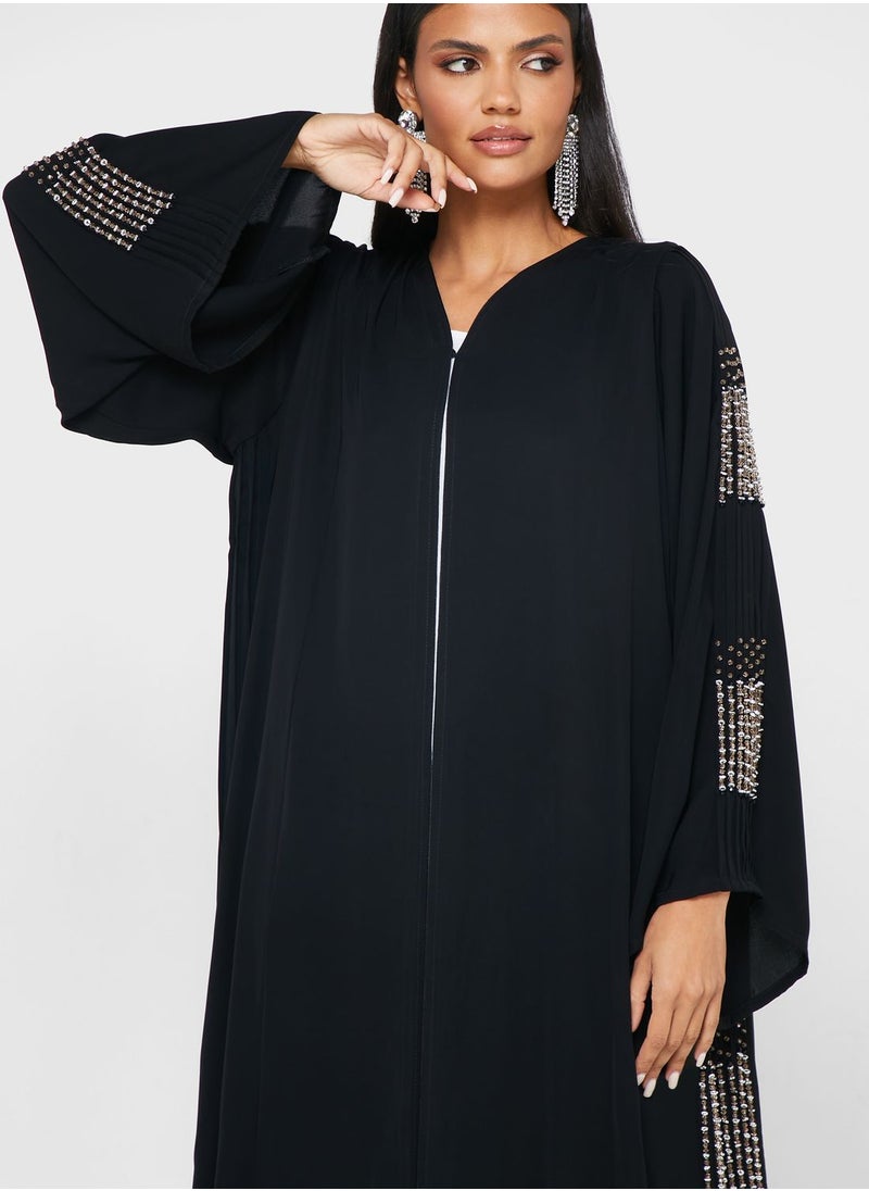 hayas closet - Embellished Lace Detail Abaya - Image 1