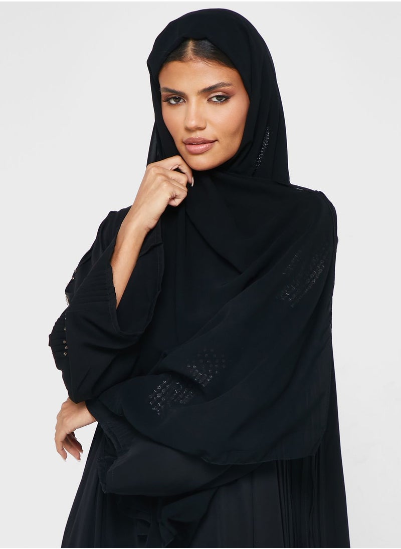 hayas closet - Embellished Lace Detail Abaya - Image 1