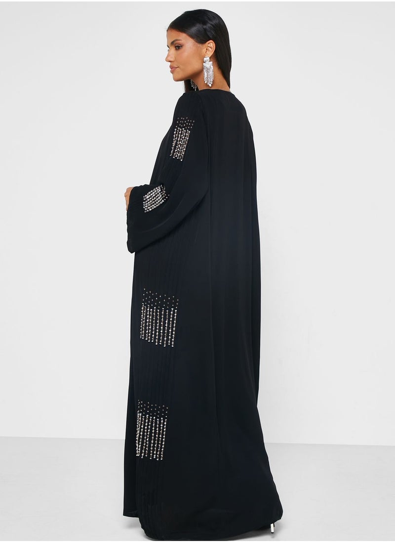 hayas closet - Embellished Lace Detail Abaya - Image 1