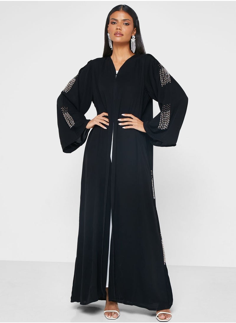 hayas closet - Embellished Lace Detail Abaya - Image 1