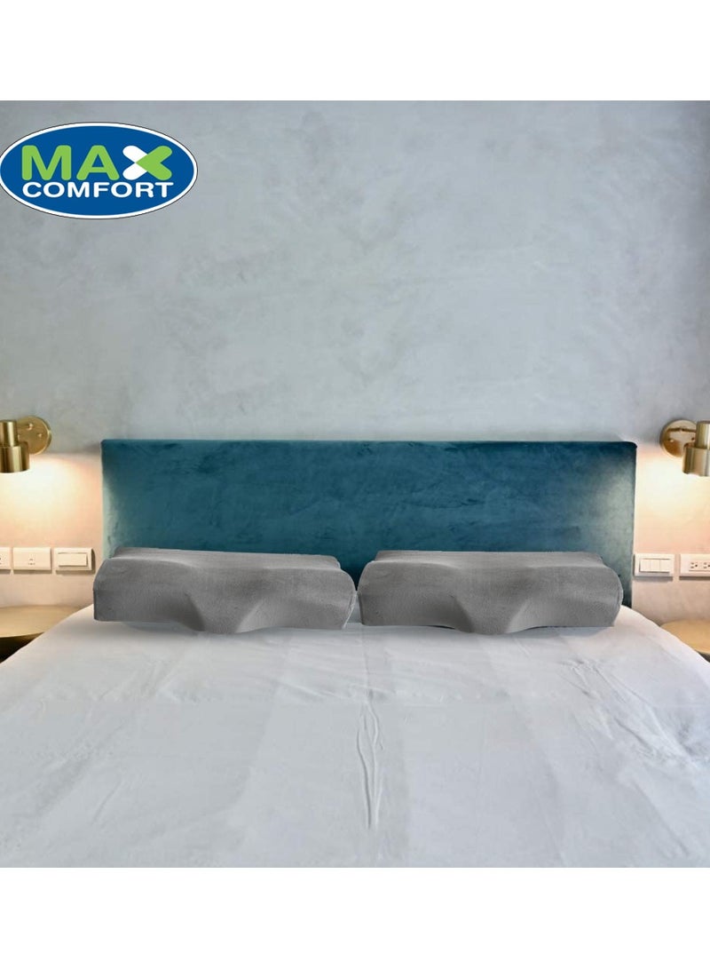 ماكس كمفورت وسادة نوم طبية مطورة ميموري فوم للوقاية من آلام الرقبة والكتف والعمود الفقرى - رمادى - Image 4