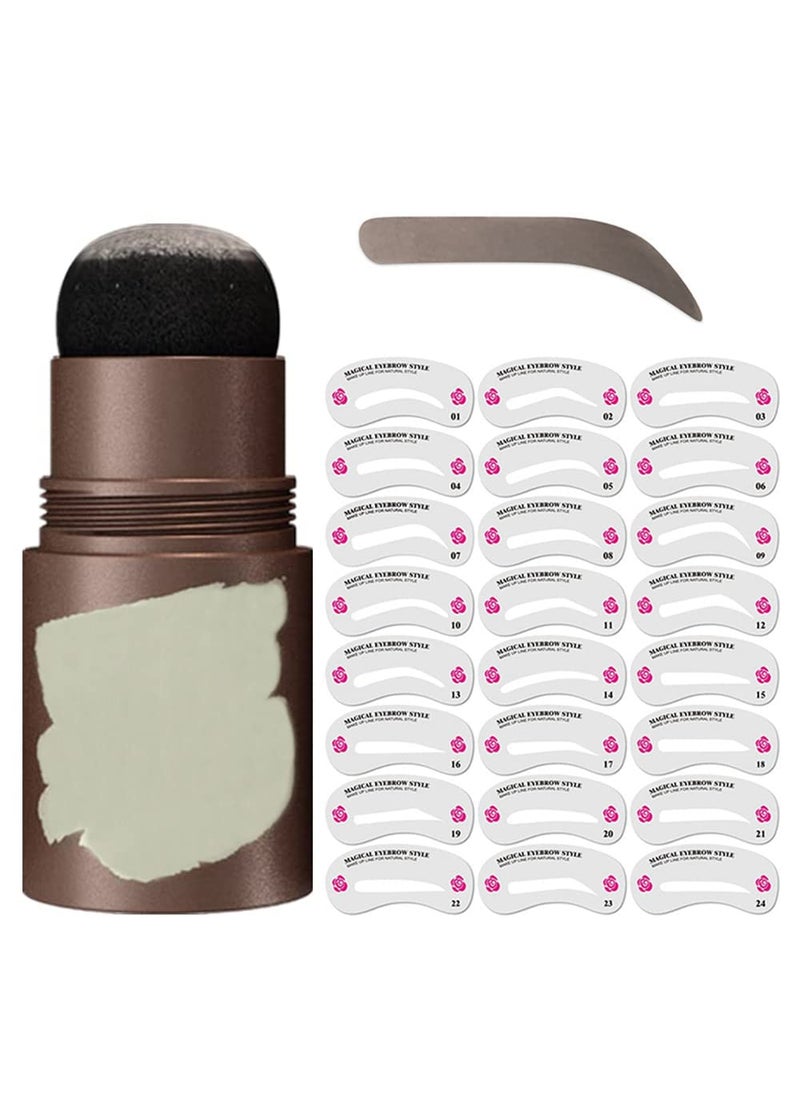 KlsyChry Eyebrow Stamp and Eyebrow Stencil Kit Eye Brow Stencil Kit for Beginners 24 Reusable and Washable Eyebrow Shaping Kit Brow Stencil and Stamp Kit SmudgeProof  LongLasting Grey Black 
