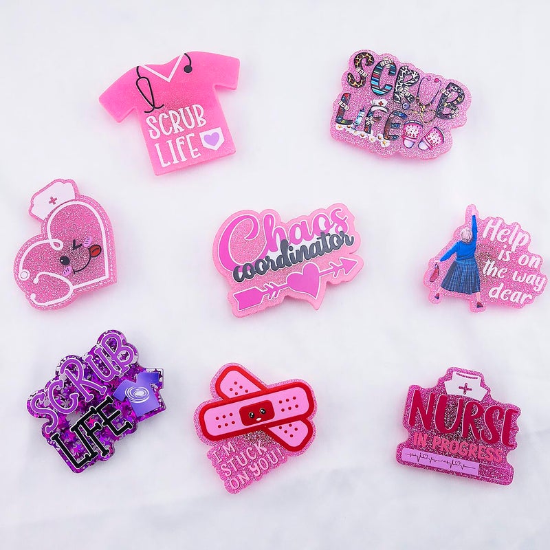 OEHEDOU 8pcs Nurse Charms For Bogg Bag Acrylic Nurse Life Charm For Bogg Bag Accessories Nurses Themed Gifts For Women Girls Compatible With Simply Southern Beach Tote Bags Charms For Nurses - Image 2