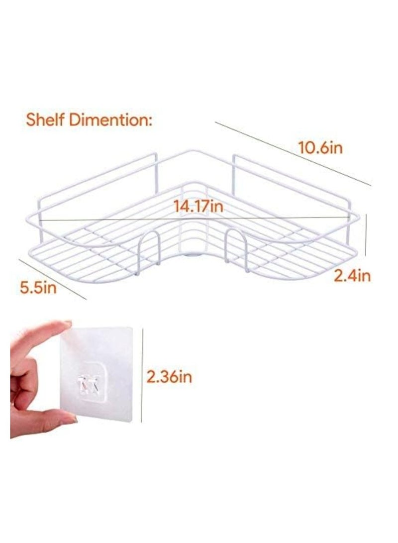 إيباسكت رفّان معدنيّان للحمام، مزودان بملصق مقاوم للصدأ، بتصميم سلة لمنع تراكم الماء، لتنظيم جميع مستلزمات الحمام. مطليّان بطلاء عالي الجودة - رفّ دشّ زاوية، ذاتيّ اللصق، بدون حفر، يُثبّت على الحائط، ويُنظّم رفوف تخزين الحمام والمطبخ والمرحاض، حديد (أبيض) - Image 4