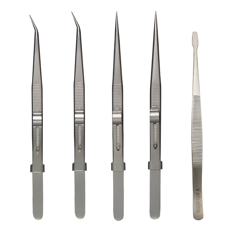Tweezers 5Pcs Precision Tweezers Set Anti Static Stainless Steel Tweezers for Electronics Jewelry Making Medical and Laboratory Work Craft Model Building Soldering Watch Car Repair Etc