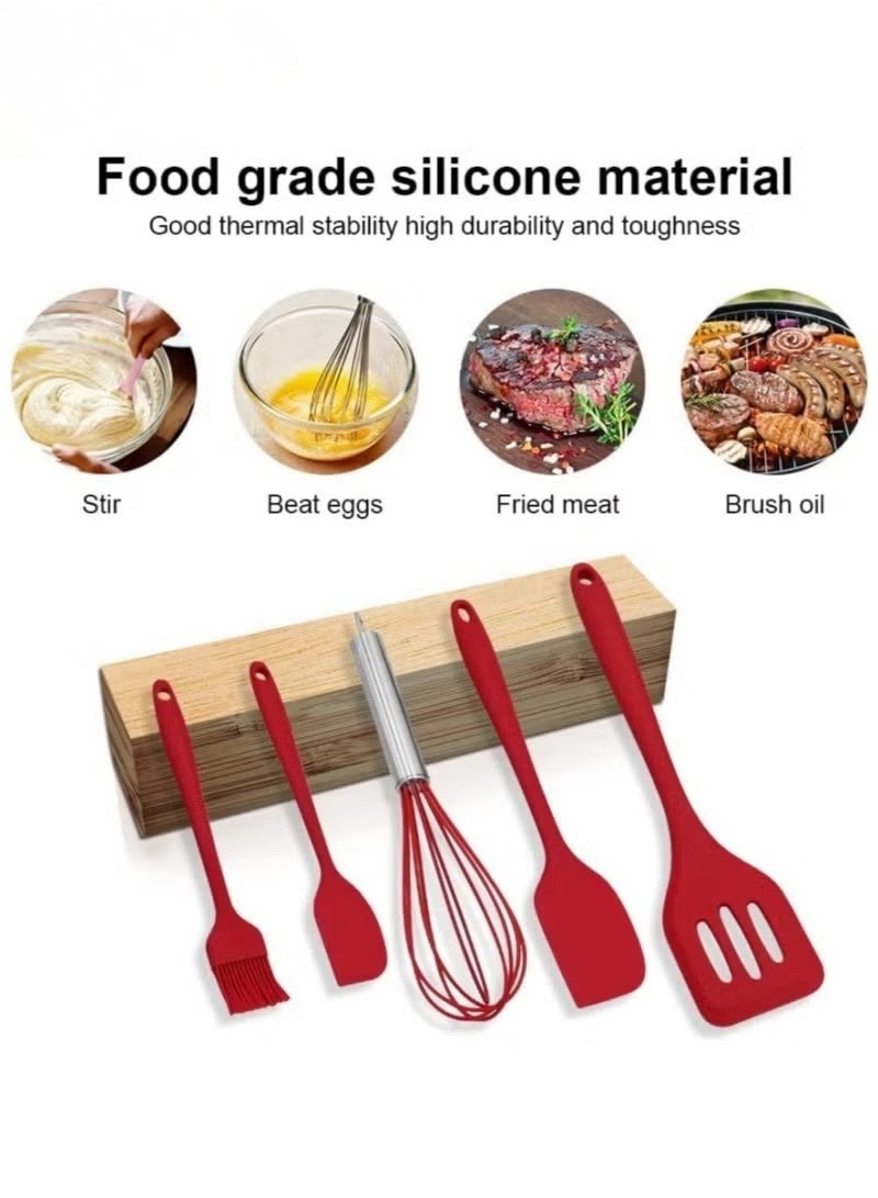 Silicone Kitchen Utensils Set 5 Piece BPA Free Food Grade Cooking Utensils Heat Resistant Non Stick Spatula Set with Whisk Turner Spoon Spatula Basting Brush Kitchen Tools - Image 5
