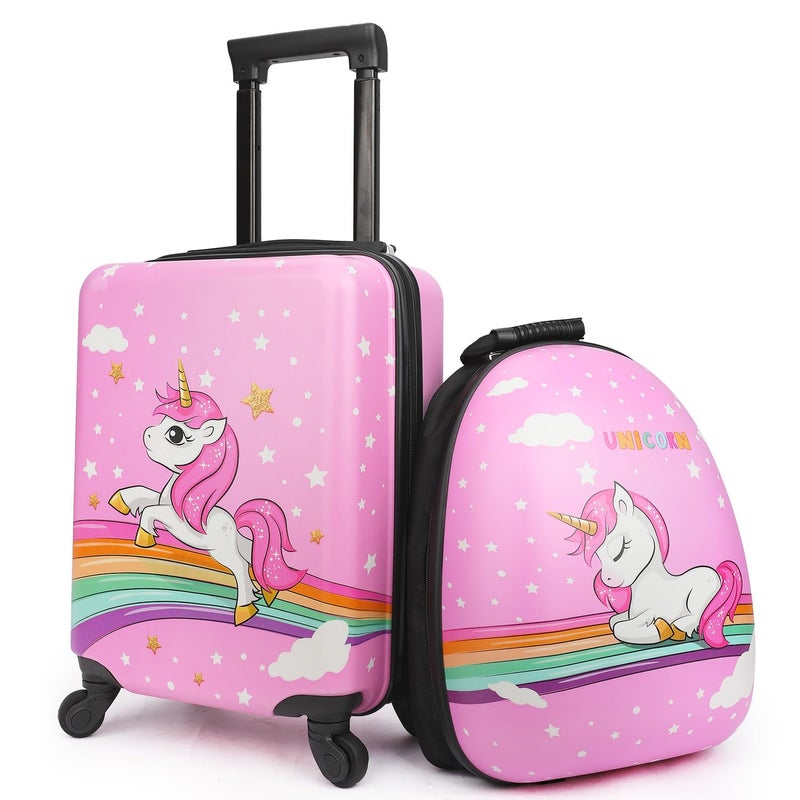 emissary Kids Luggage With Wheels For Girls, Unicorn Kids Luggage Set, Childrens Luggage For Girls With Wheels, Kids Suitcases With Wheels For Girls, Toddler Suitcase For Girls, Travel Luggage For Kid - Image 1