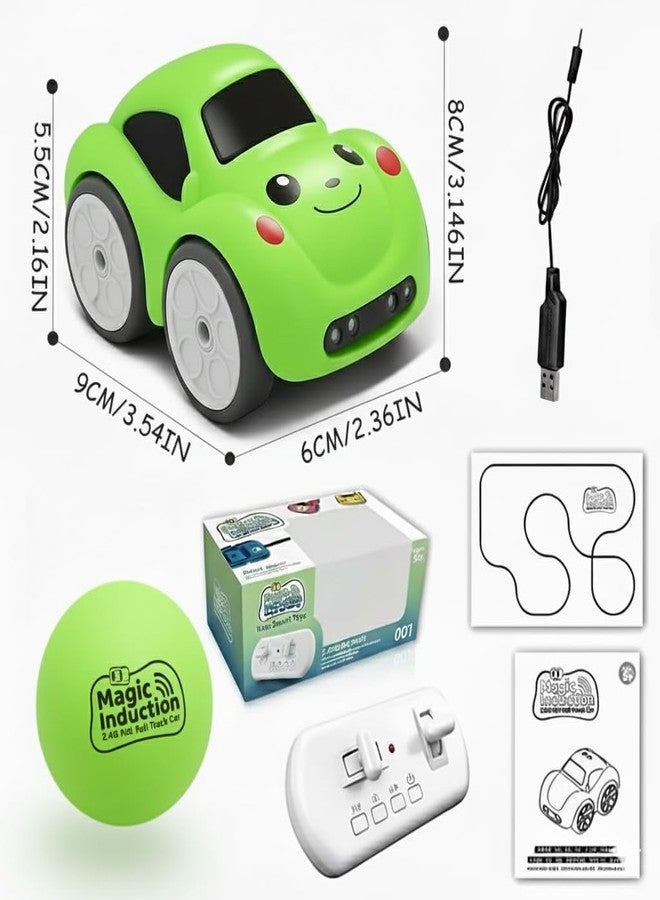 EXOMOON سيارة EXOMOON Magic Induction RC الذكية المزودة بمستشعر - سيارة صغيرة تعمل بجهاز تحكم عن بعد بتردد 2.4 جيجاهرتز مع موسيقى ذكية وإضاءة LED، سيارة تتبع بالأشعة تحت الحمراء، لعبة سباق تعليمية هدية. (أخضر) - Image 3