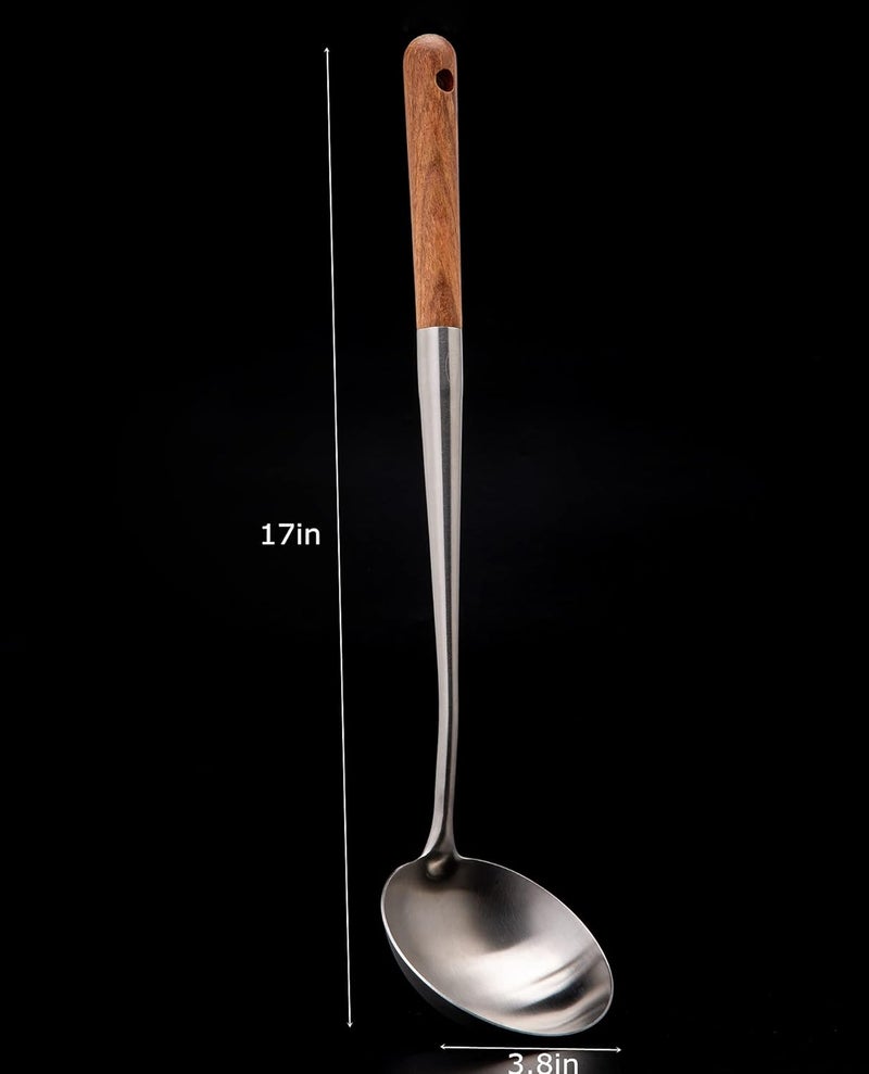 FJNATINH Soup Ladle, 17inches Ladle for wok, 304 Stainless Steel wok spatula. - Image 3