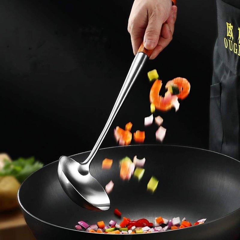 FJNATINH Soup Ladle, 17inches Ladle for wok, 304 Stainless Steel wok spatula. - Image 2