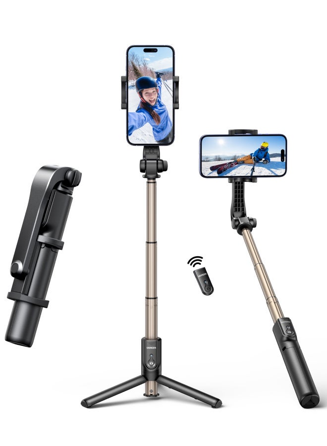 Ugreen Selfie Stick Tripod with Bluetooth Remote and Phone Holder, Extendable And Portable Selfie Stick for iPhone Series, iPhone 16/15/14 Tripod for Video Recording - Black Black