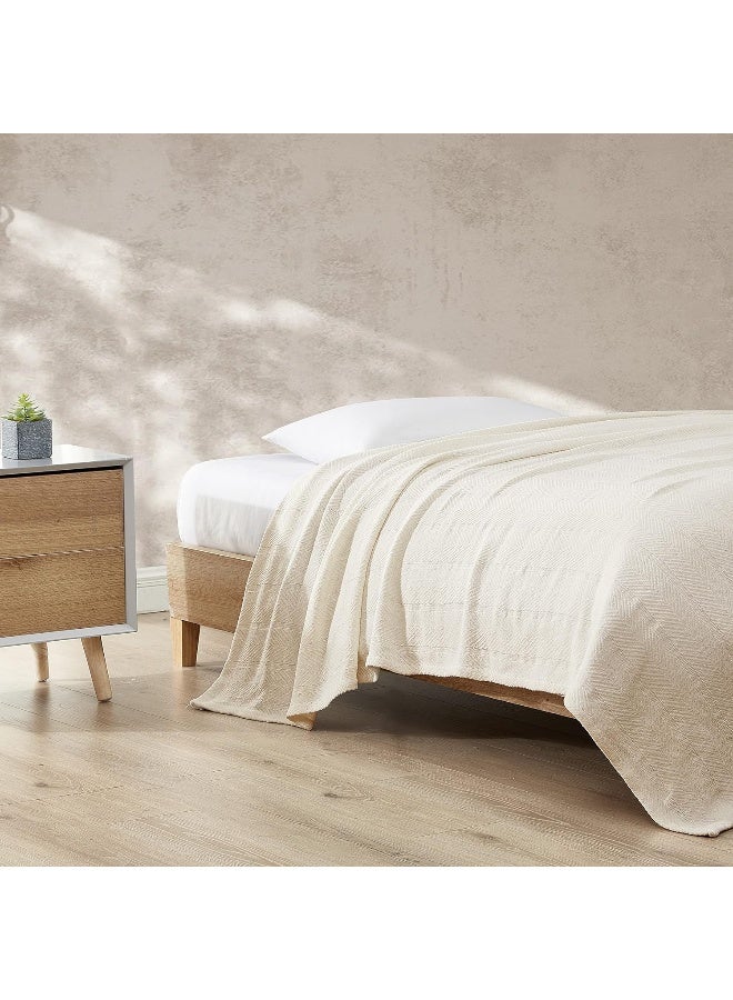 Eddie Bauer Eddie Bauer - Twin Blanket, Lightweight Cotton Bedding, Home Decor for All Seasons (Herringbone Bone, Twin)  - Image 2