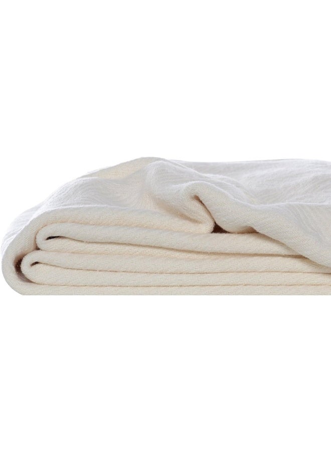 Eddie Bauer Eddie Bauer - Twin Blanket, Lightweight Cotton Bedding, Home Decor for All Seasons (Herringbone Bone, Twin)  - Image 1