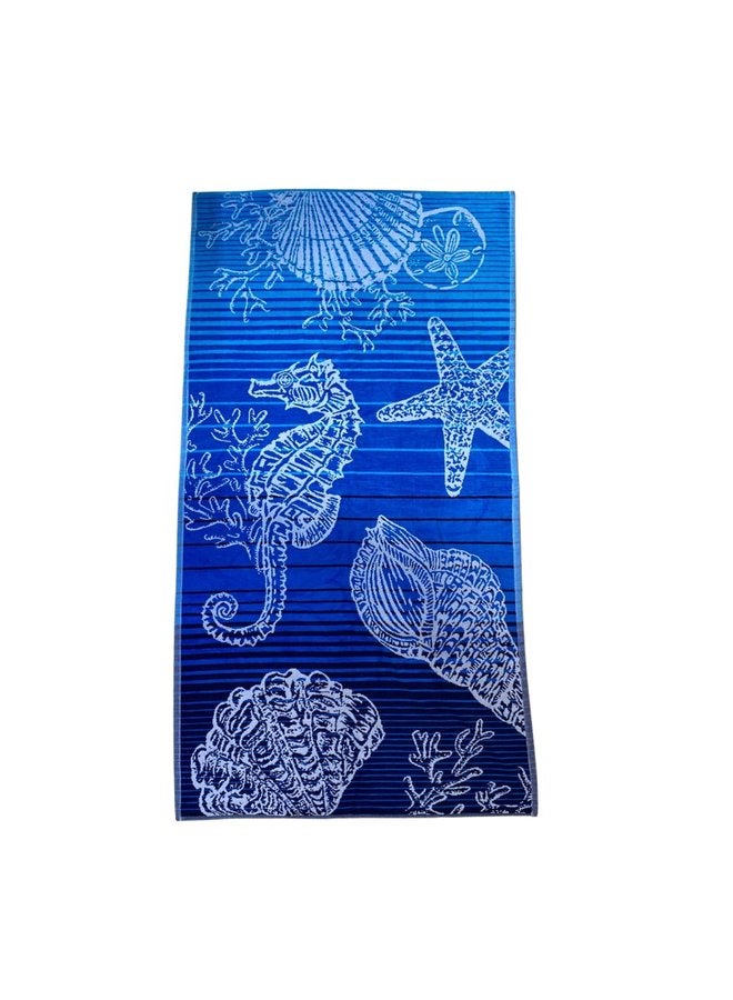 توالا بشكير بحر توالا,تصميم حصان البحر, قطن 100%,ناعم على الجسم مقاس 86*160 - Image 2