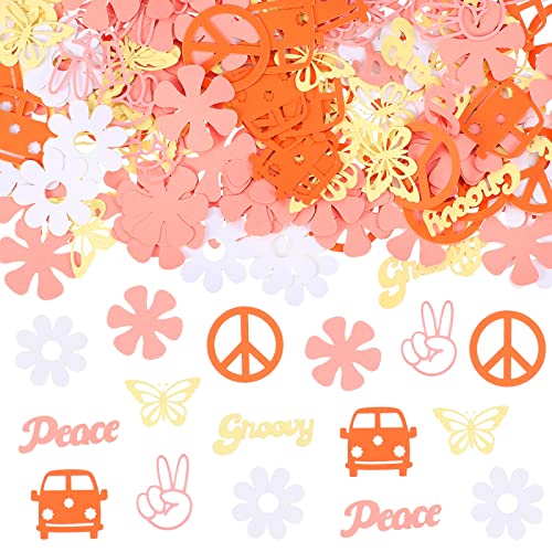 Capoda 300 Pieces Two Groovy Confetti Hippie Table Confetti Boho Groovy Party Decorations Retro Peace Daisy Flower Butterfly Paper Sign for Baby Shower Birthday Wedding 60s Hippie Party Decor Supplies - Image 1
