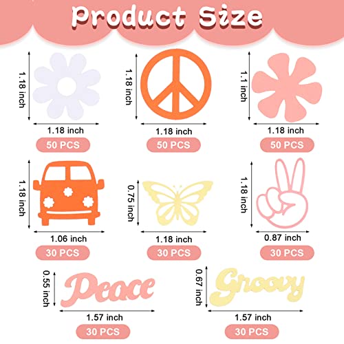 Capoda 300 Pieces Two Groovy Confetti Hippie Table Confetti Boho Groovy Party Decorations Retro Peace Daisy Flower Butterfly Paper Sign for Baby Shower Birthday Wedding 60s Hippie Party Decor Supplies - Image 5