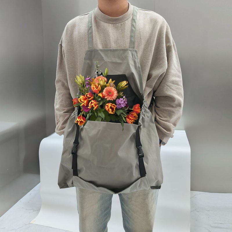 Garden Picking Apron Large Pocket Orchard Fruit Storage Bag Multi-purpose Backpack Apron Vegetable Garden Foraging Bag Grey