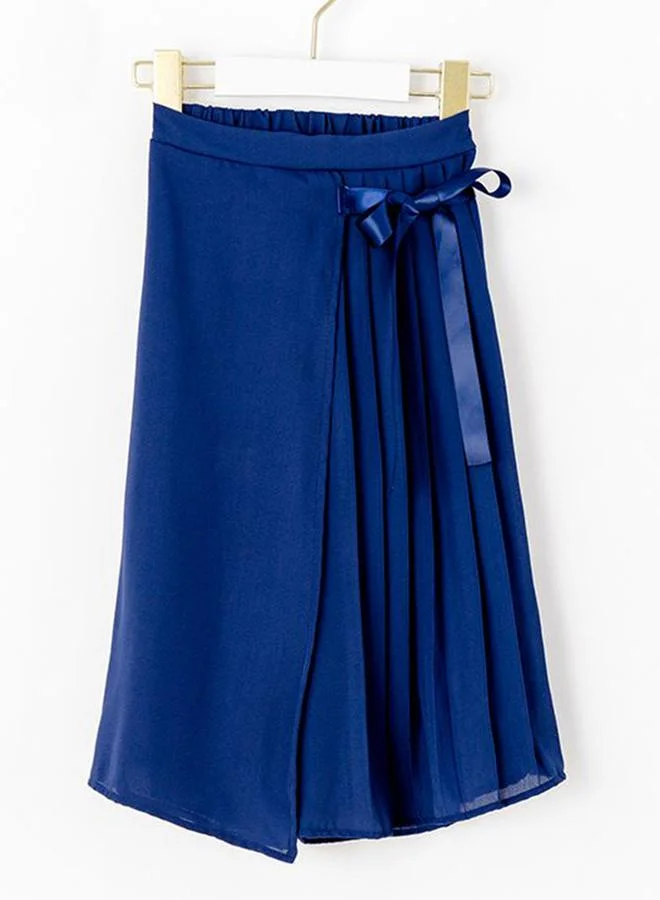Take Two Girls Navy Blue Mid Rise Tie-Up Pleated Pants