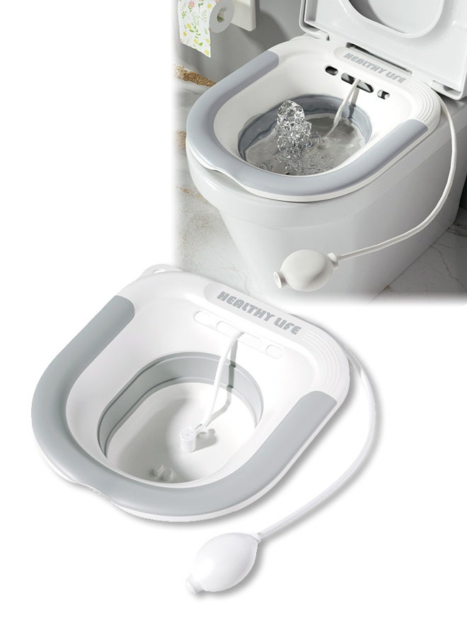 DUNISO Sitz Bath for Toilet Seat, Steam Seat with Irrigator, Foldable Postpartum Care Basin, Soothing and Relieving Inflammation, Suitable for Pregnant Women, Perineum Treatment, Sitz Bath for Hemorrhoids - Image 1