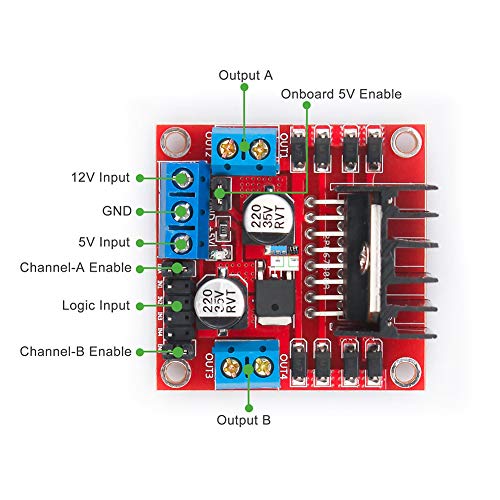 KeeYees L298N Motor Drive Controller Board Stepper Motor Control Module Dual H-Bridge with DC Motor and Smart Car Wheel Compatible with Arduino - Image 2