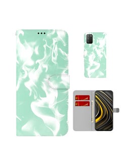HuHa Case Cover For Xiaomi Poco M3 / Redmi 9 Power / Redmi 9T / Redmi Note 9 4G Cloud Fog Pattern Horizontal Flip Leather Case with Holder & Card Slot & Wallet Mint Green 