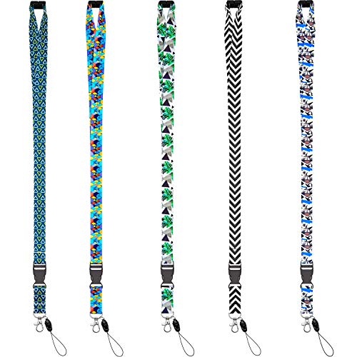 YOUOWO 5 Pack Printed Cruise Lanyard with Horizontal ID Badge Holder,for Ship Card Women Kids Keys Men,Quick Release Breakaway Safety Lanyards with Patterns,Wide 0.79inch - Image 3