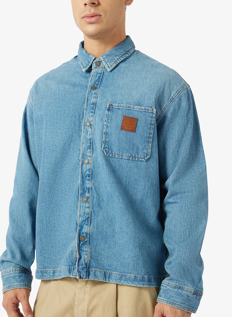Guess  Pocket Detail Button Down Denim Shirt for Men | Best Price UAE