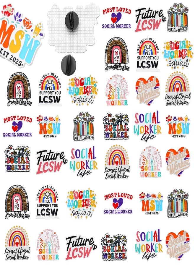 تونديامو مجموعة تونديمو من 36 قطعة من دبابيس الأخصائيين الاجتماعيين، هدايا تقديرية بالجملة لعيد الميلاد، دبابيس معدنية مطلية بالمينا، مناسبة للعاملين والمساعدين والطلاب والمتطوعين والرجال والنساء، هدايا لحفلات المكاتب. - Image 1