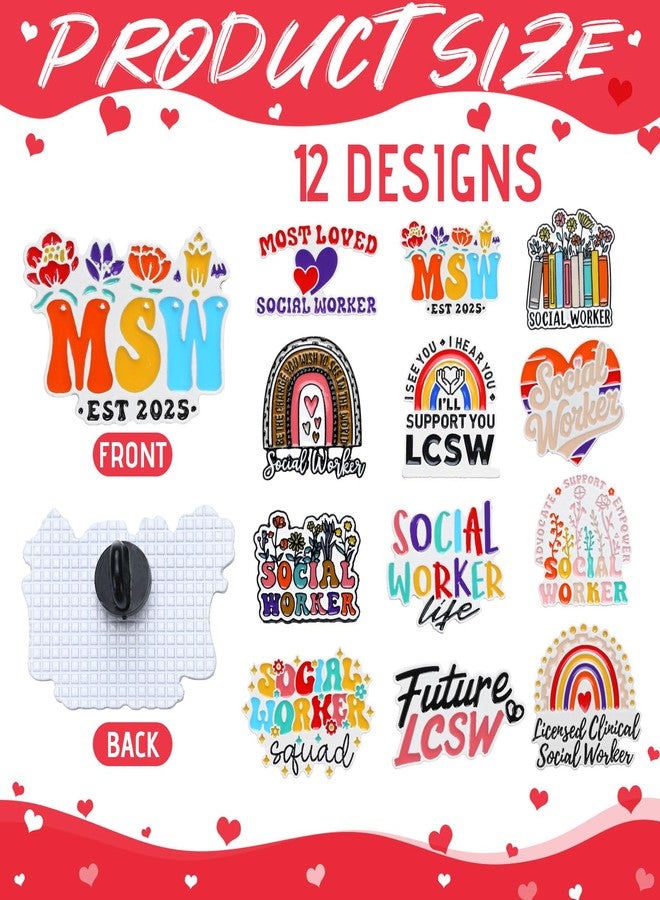 تونديامو مجموعة تونديمو من 36 قطعة من دبابيس الأخصائيين الاجتماعيين، هدايا تقديرية بالجملة لعيد الميلاد، دبابيس معدنية مطلية بالمينا، مناسبة للعاملين والمساعدين والطلاب والمتطوعين والرجال والنساء، هدايا لحفلات المكاتب. - Image 2