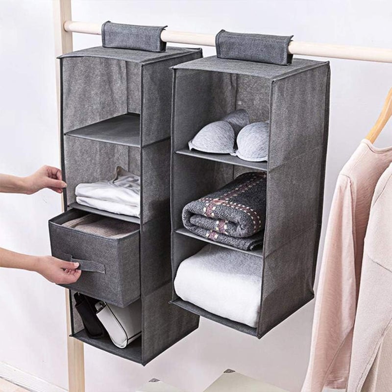 klarako Hanging Shelves Organizer, 3Tier Hanging Wardrobe Organiser Cotton Linen Wardrobe Closet Organizers Suitable for Closet Nappies Baby Items - Image 4