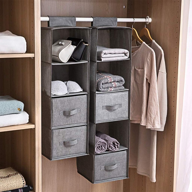 klarako Hanging Shelves Organizer, 3Tier Hanging Wardrobe Organiser Cotton Linen Wardrobe Closet Organizers Suitable for Closet Nappies Baby Items - Image 3