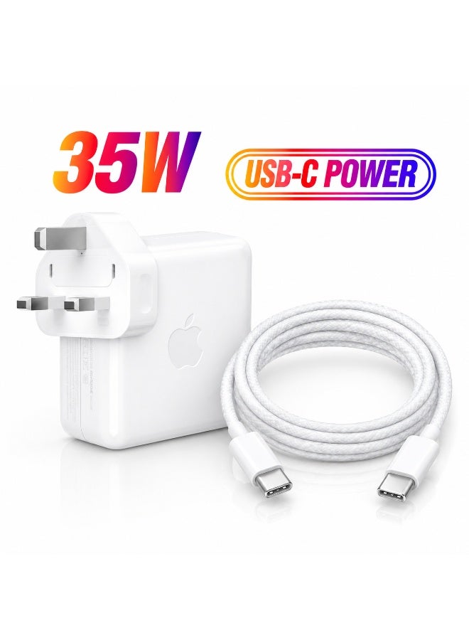 Apple 35W Dual USB‑C Power Adapter with 240W Type‑C to Type‑C Fast Charging Cable (2 m) – Original Fast Charger Set for iPhone, iPad & MacBook – White - Image 1