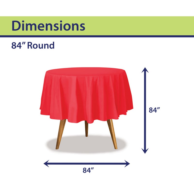 Party Dimensions Red Disposable Plastic Tablecloth for Round Tables (12 Pack) 84 inches Table Cloths for Parties, Events & Weddings, Indoors & Outdoors, Plastic Table Cover - Image 2