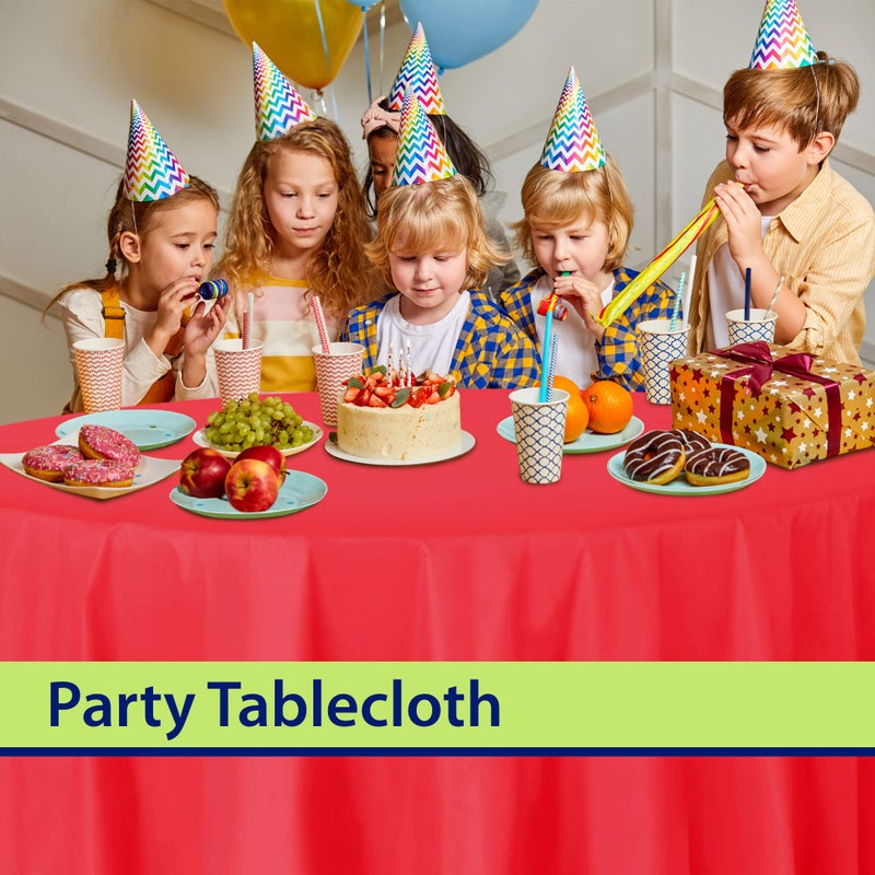 Party Dimensions Red Disposable Plastic Tablecloth for Round Tables (12 Pack) 84 inches Table Cloths for Parties, Events & Weddings, Indoors & Outdoors, Plastic Table Cover - Image 5