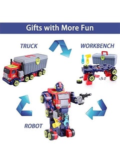 General 3 in 1 Large Transform Cool Toy Gift for 4 5 6 7 8 9 10 Year Old Boys Birthday, Kid Take Apart Robot, Big Truck Toys, Building Tool Bench, Preschool Child Development STEM Learning  - Image 4