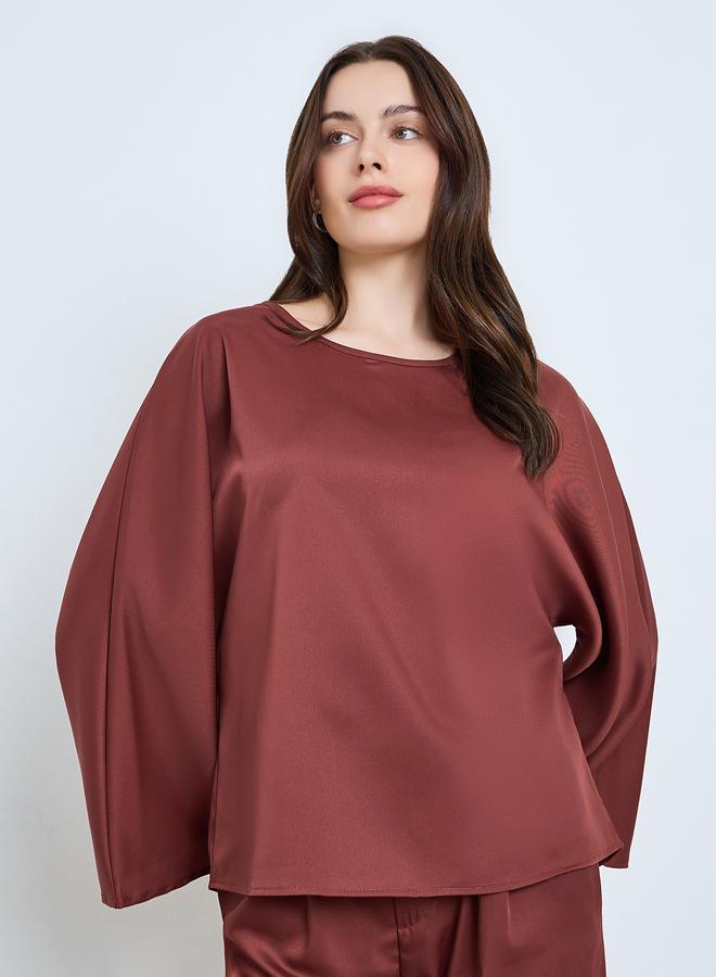 ستايلي طقم منسق من بلوزة كاجوال بأكمام طويلة وبنطال - Image 3