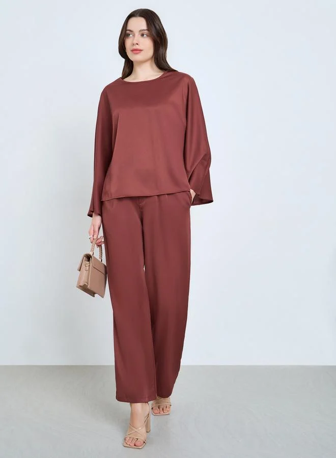 Styli Women Casual Long Sleeve Top and Pants Co-Ords