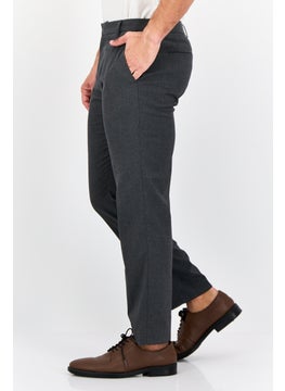 SELECTED Men Regular Fit Solid Dress Pants, Dark Grey  - Image 3
