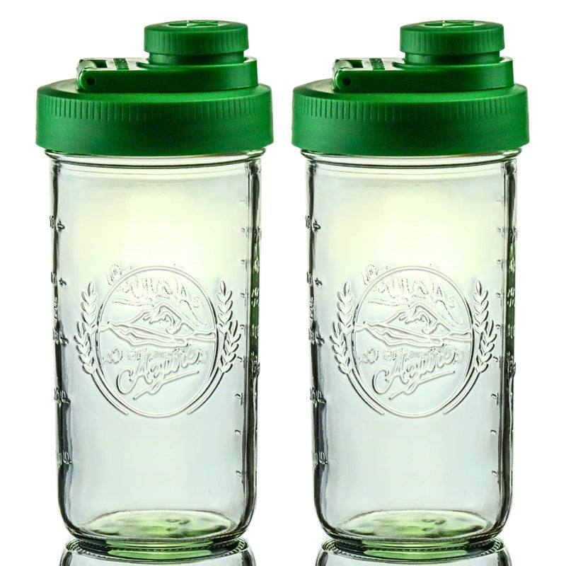 Brewing America Mason Jar Drinking Cup Pint and Half Drinking Lid and Azure 24oz Jar (2, Tractor Green) - Image 1