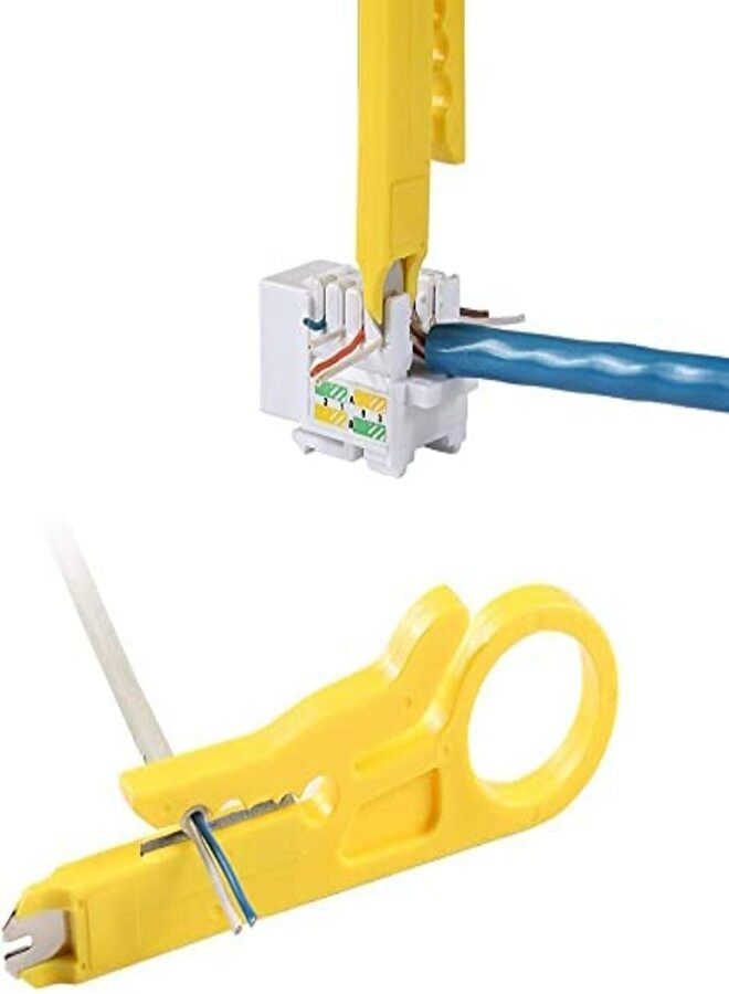 DKURVE أداة الضغط لأسفل من DKURVE® مع 5 قطع من مقبس Keystone RJ45 Cat6، وأداة تجريد الأسلاك الصغيرة - Image 4