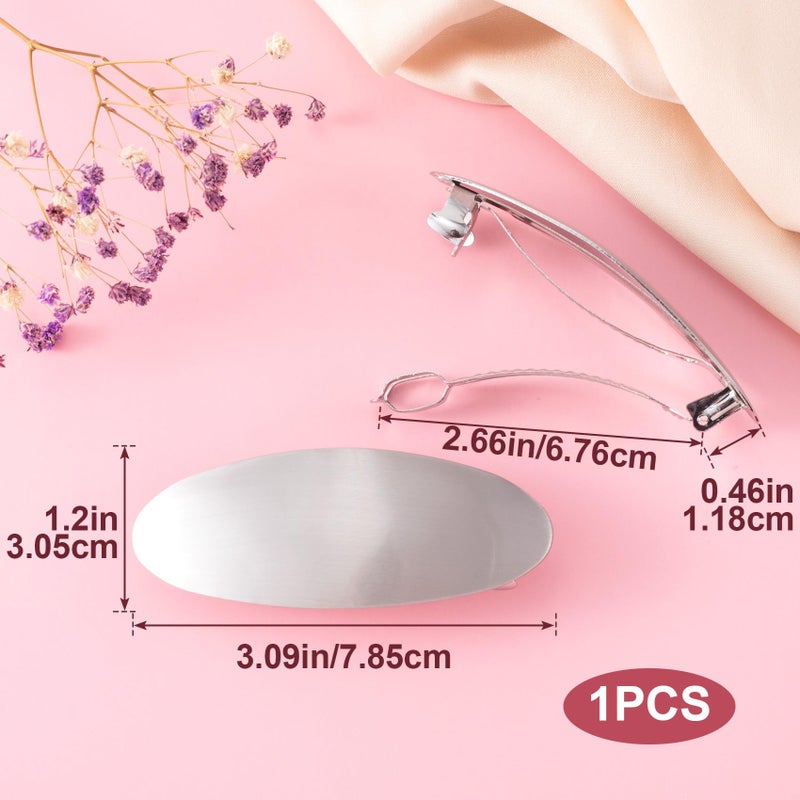 CustomyLife 3inch Oval Hair Barrette Vintage Metal Large Hair Clip Silver French Wedding Prom Formal Hair Accessories for Women Girls Long Thick Hair - Image 2