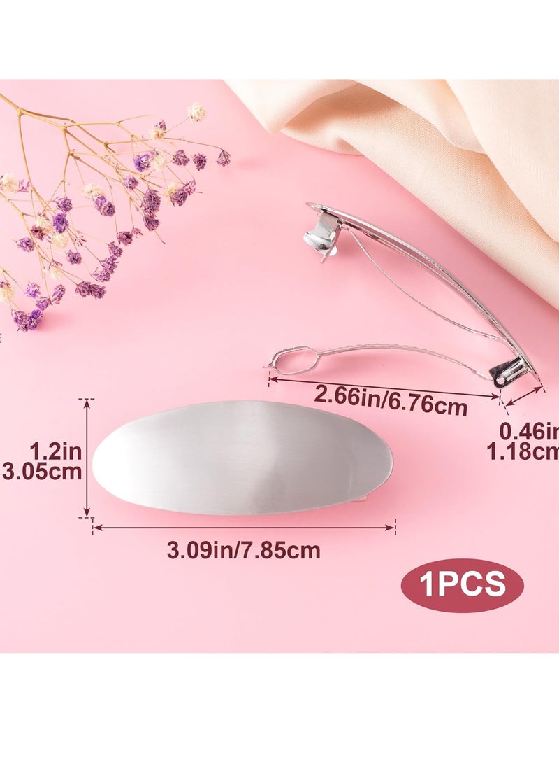 Custom - 3inch Oval Hair Barrette Vintage Metal Large Hair Clip Silver French Wedding Prom Formal Hair Accessories for Women Girls Long Thick Hair - Image 1