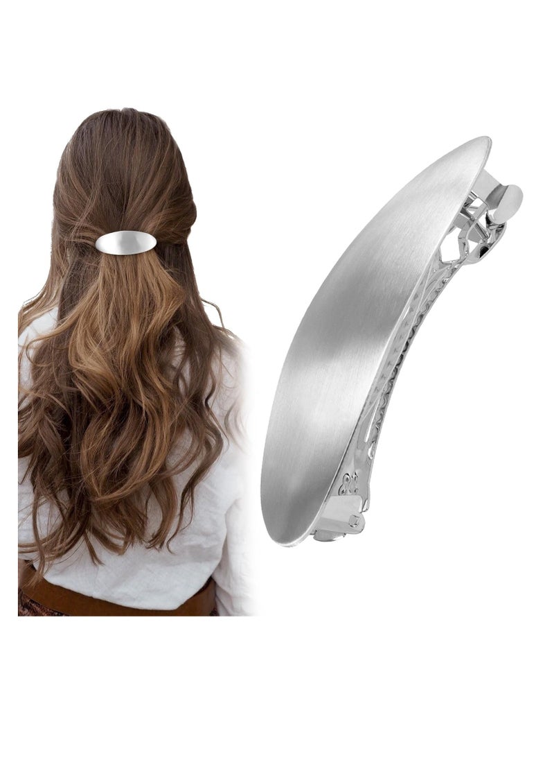 Custom - 3inch Oval Hair Barrette Vintage Metal Large Hair Clip Silver French Wedding Prom Formal Hair Accessories for Women Girls Long Thick Hair - Image 1