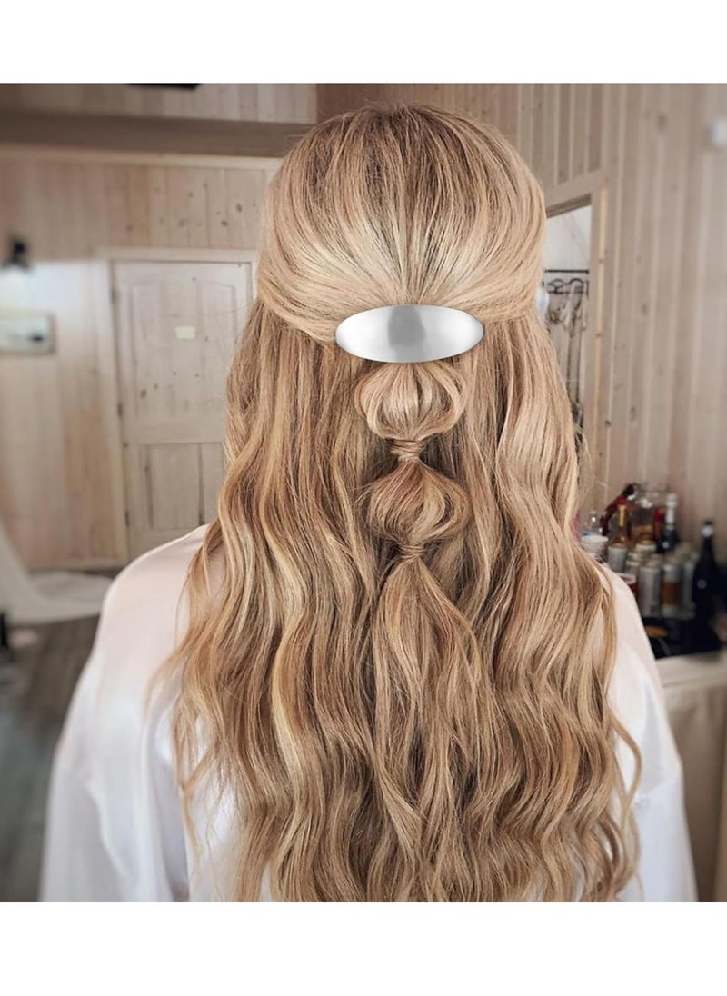 Custom - 3inch Oval Hair Barrette Vintage Metal Large Hair Clip Silver French Wedding Prom Formal Hair Accessories for Women Girls Long Thick Hair - Image 1