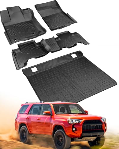 DrCarNow All-Weather Floor Mats for Toyota 4Runner 2024 2023 2022 2021 2020 2019 2018 2017 2016 2015 2014 2013 (Only Fit 5-Seat W/o Sliding Cargo Tray), Heavy Duty & Ideal Gift for Toyota 4Runner Accessories - Image 1