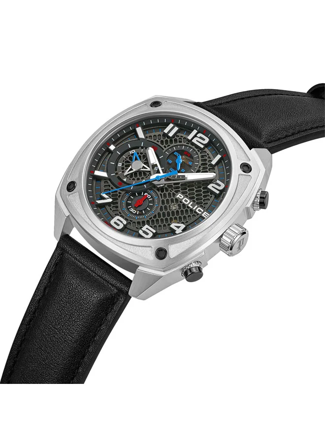 POLICE Portland Gunmetal Dial Black Red Silicone Straps Multifunction Watch for Men - 44.5mm