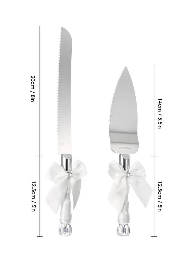 Loquat Stainless Steel Wedding Cake Knife Set Silver 34x3.5x10cm - Image 2