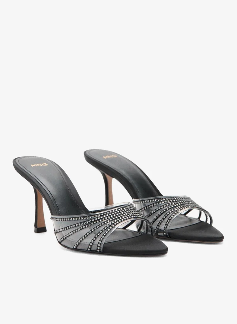 مانجو صندل بكعب خنجري مع أشرطة