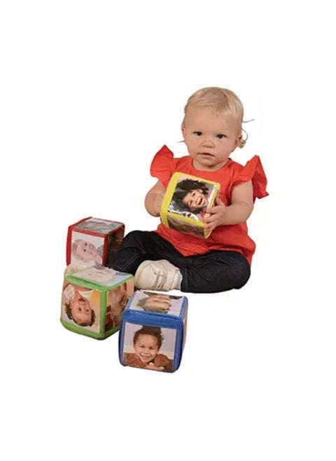 Constructive Playthings Toys Foam Stacking Blocks with Photo Pockets, 4 Piece Set Holds 24 Photos, Ages 12 Months and Up
